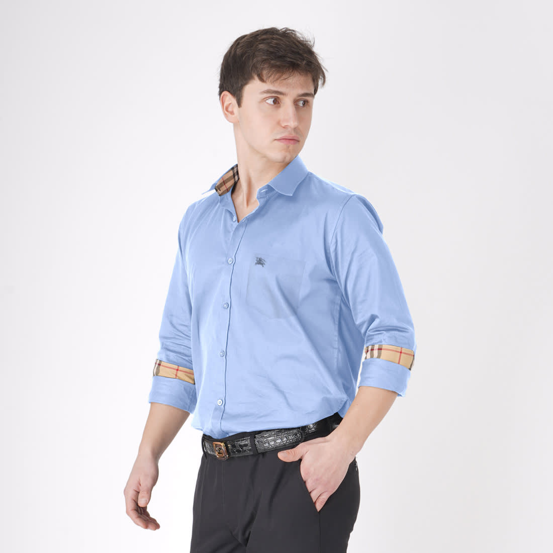 Burberry Sky Blue Premium Quality Shirt-3