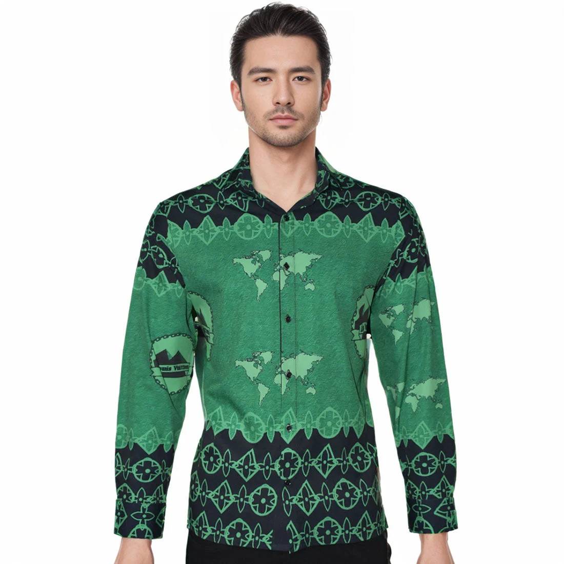 Louis Vuitton Black & Green Premium Quality Shirt-0