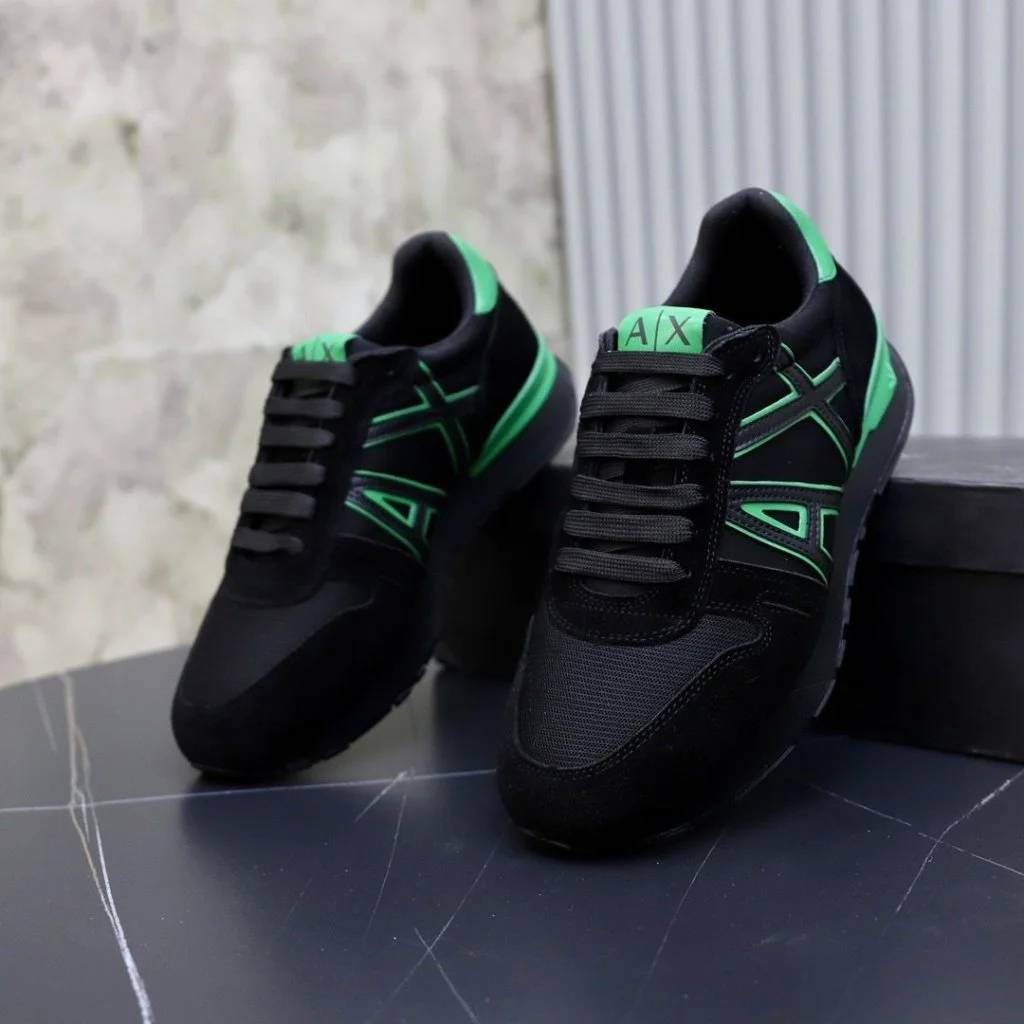 Armani Exchange Black & Green Premium Quality Sneakers-1