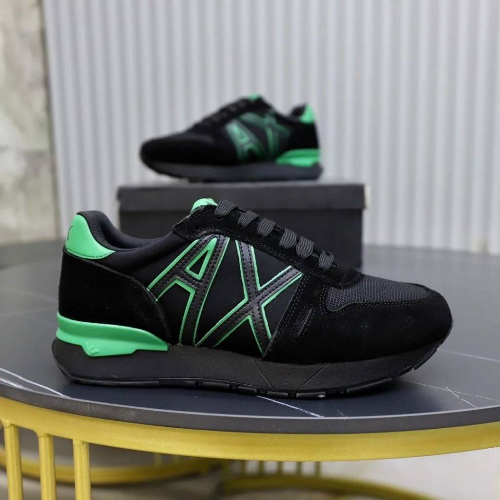 Armani Exchange Black & Green Premium Quality Sneakers-4