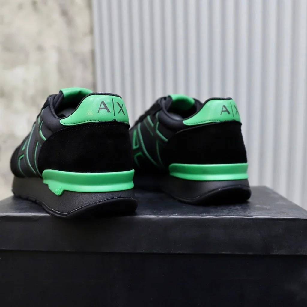 Armani Exchange Black & Green Premium Quality Sneakers-6