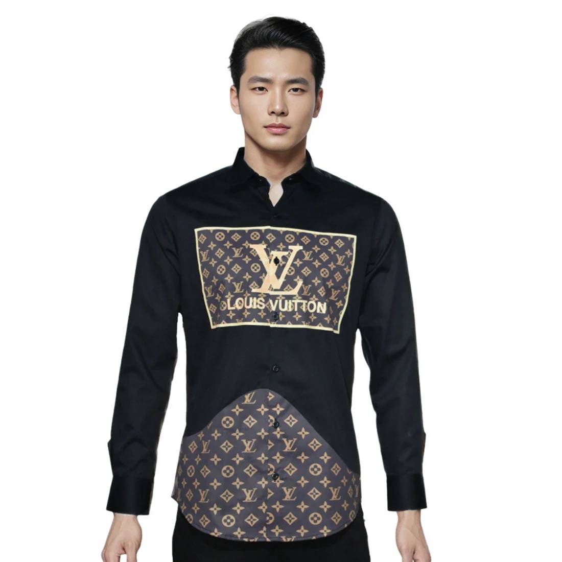 Louis Vuitton Black Premium Quality New Designer Men's Casual Shirt-0