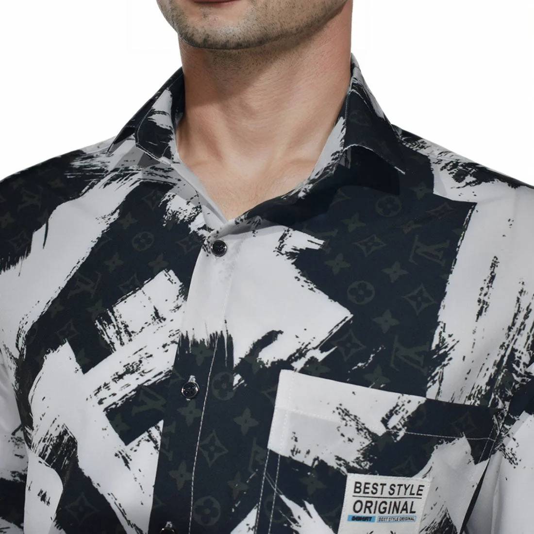 Louis Vuitton Black & White Premium Quality Designer Shirt-4