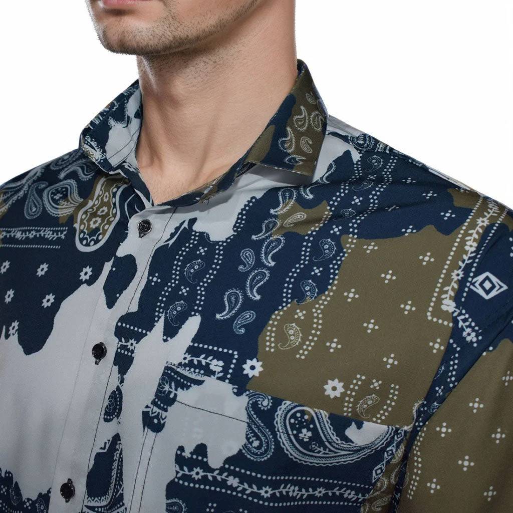 Amiri White & Blue Printed Premium Quality Designer Shirt-2