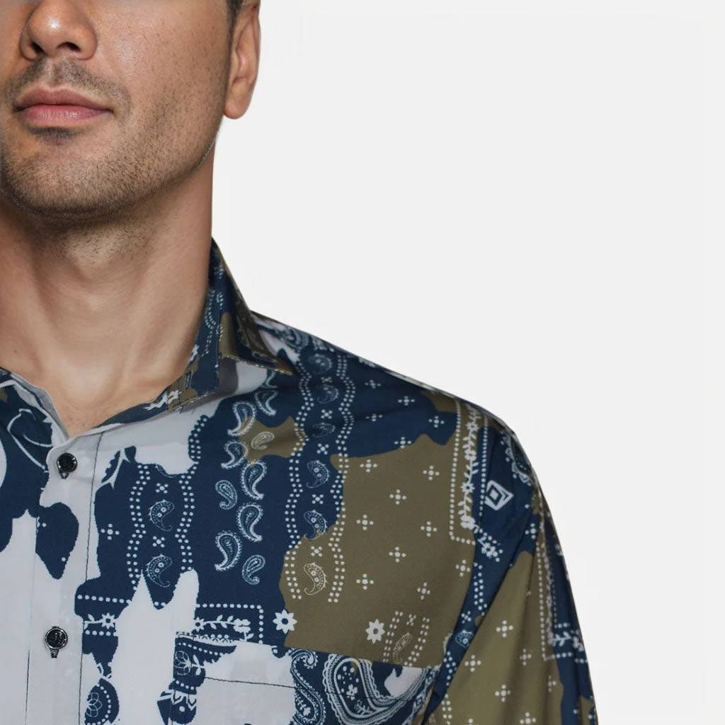 Amiri White & Blue Printed Premium Quality Designer Shirt-4