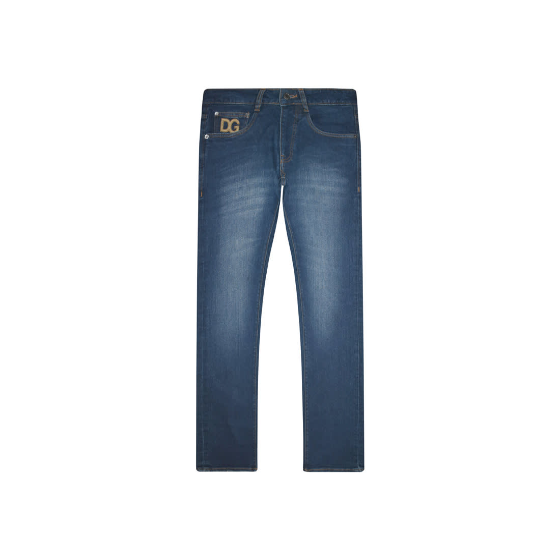 Dolce & Gabbana Blue Embossed Pocket Logo Jeans-0