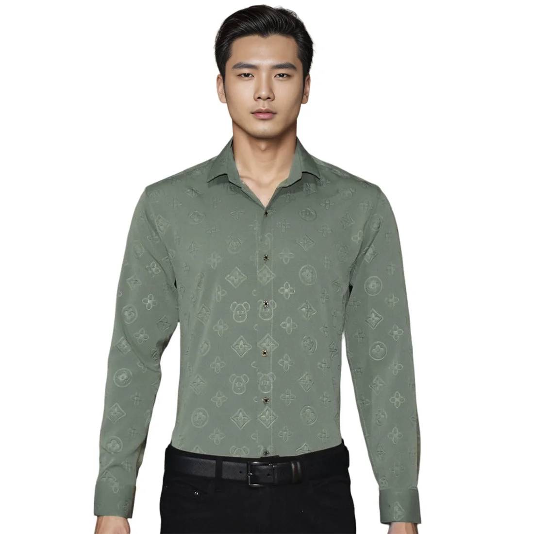 Louis Vuitton Green Premium Quality Men's Shirt-0