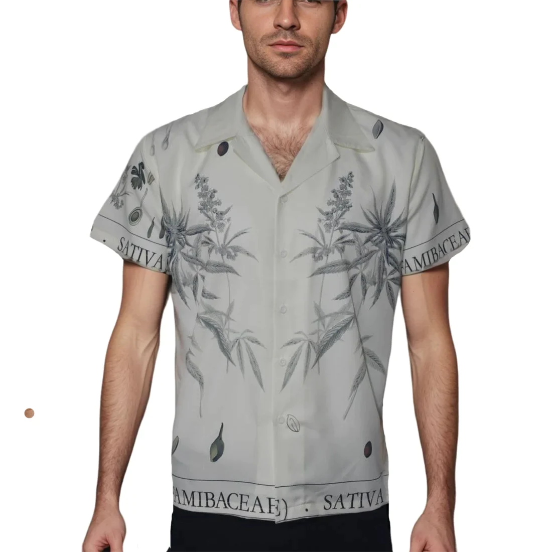 Amiri White Botanical Leaves Short Sleeve Shirt-3