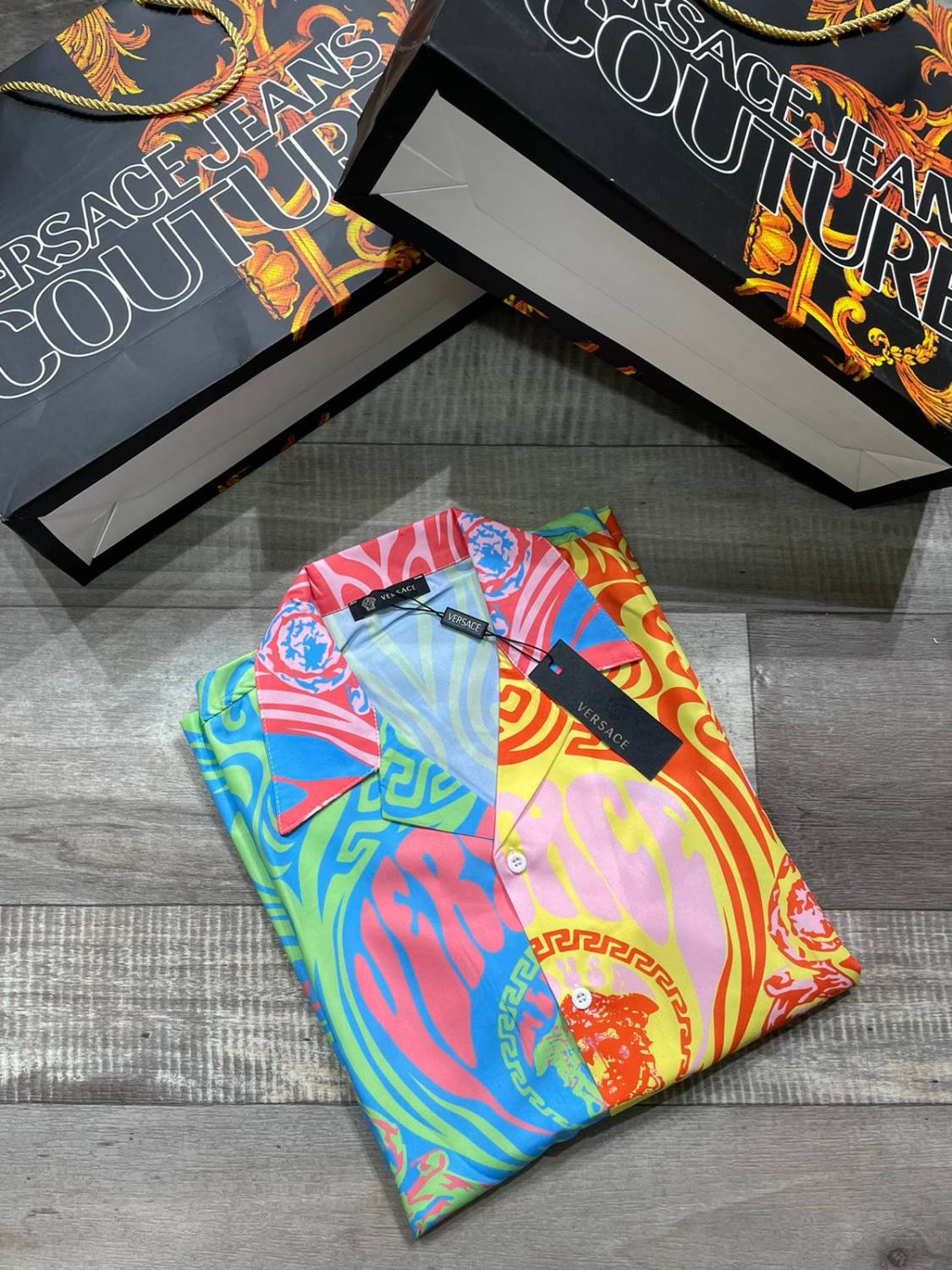 Versace Blue & Yellow Premium Quality Shirt-1