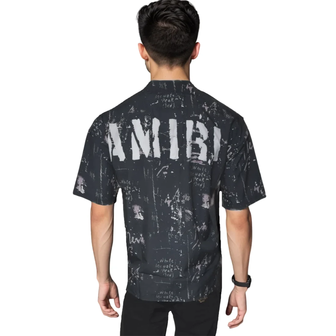 Amiri Black Army Stencil Camp Shirt-1