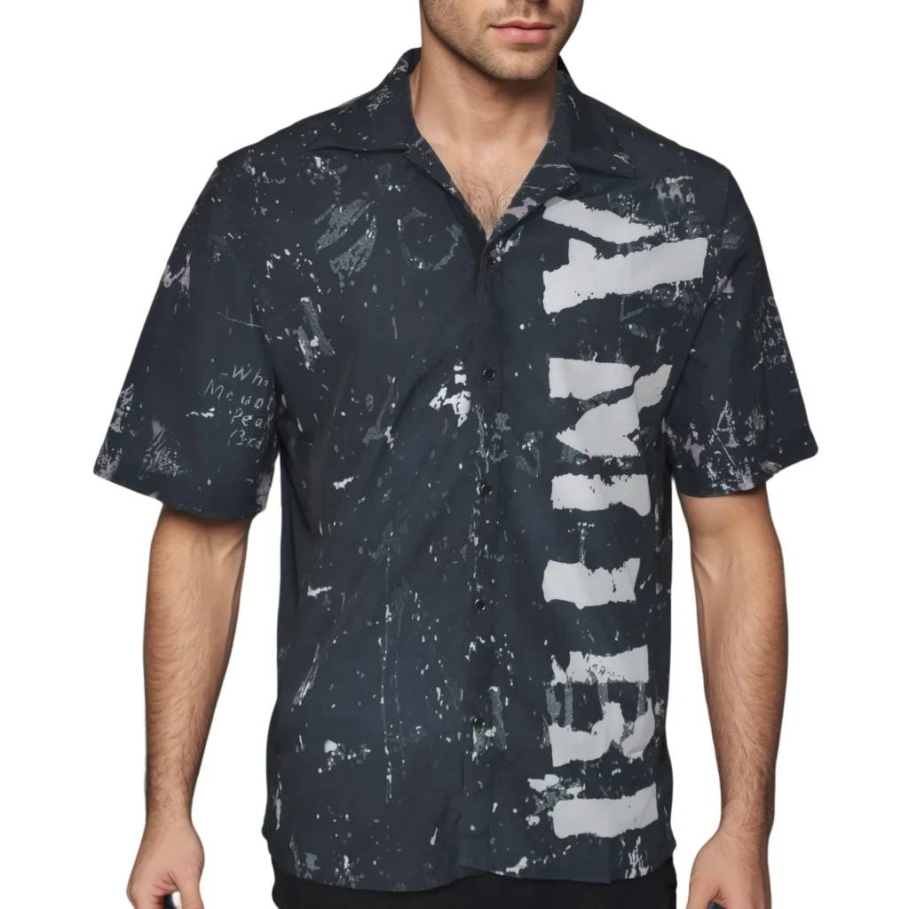 Amiri Black Army Stencil Camp Shirt-3