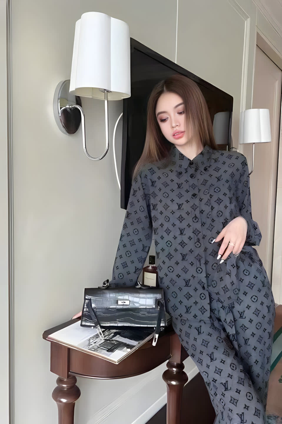 Louis Vuitton Grey Premium Quality Co-Ord Set-2