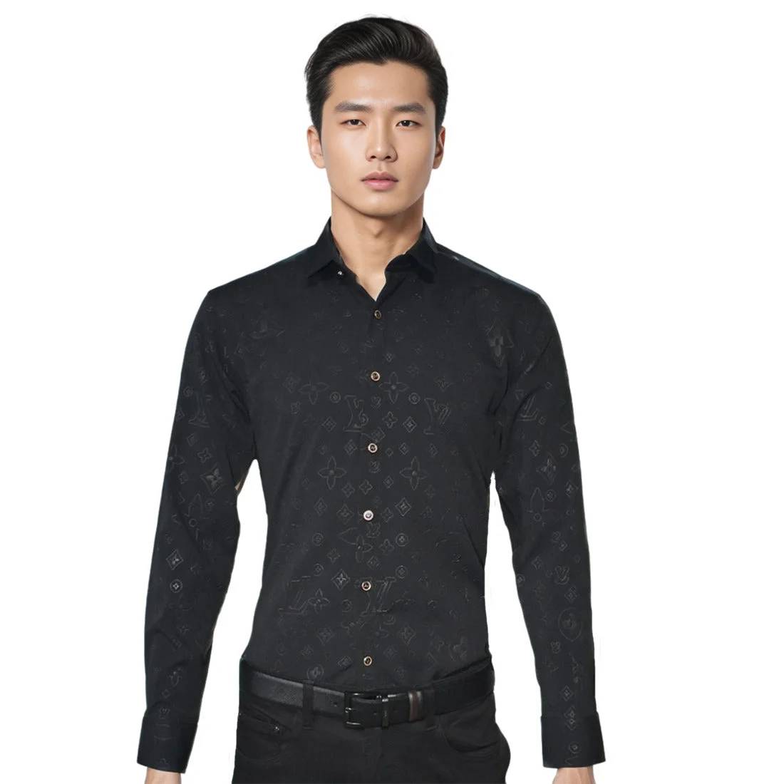 Louis Vuitton Black Premium Quality Men's Shirt-0