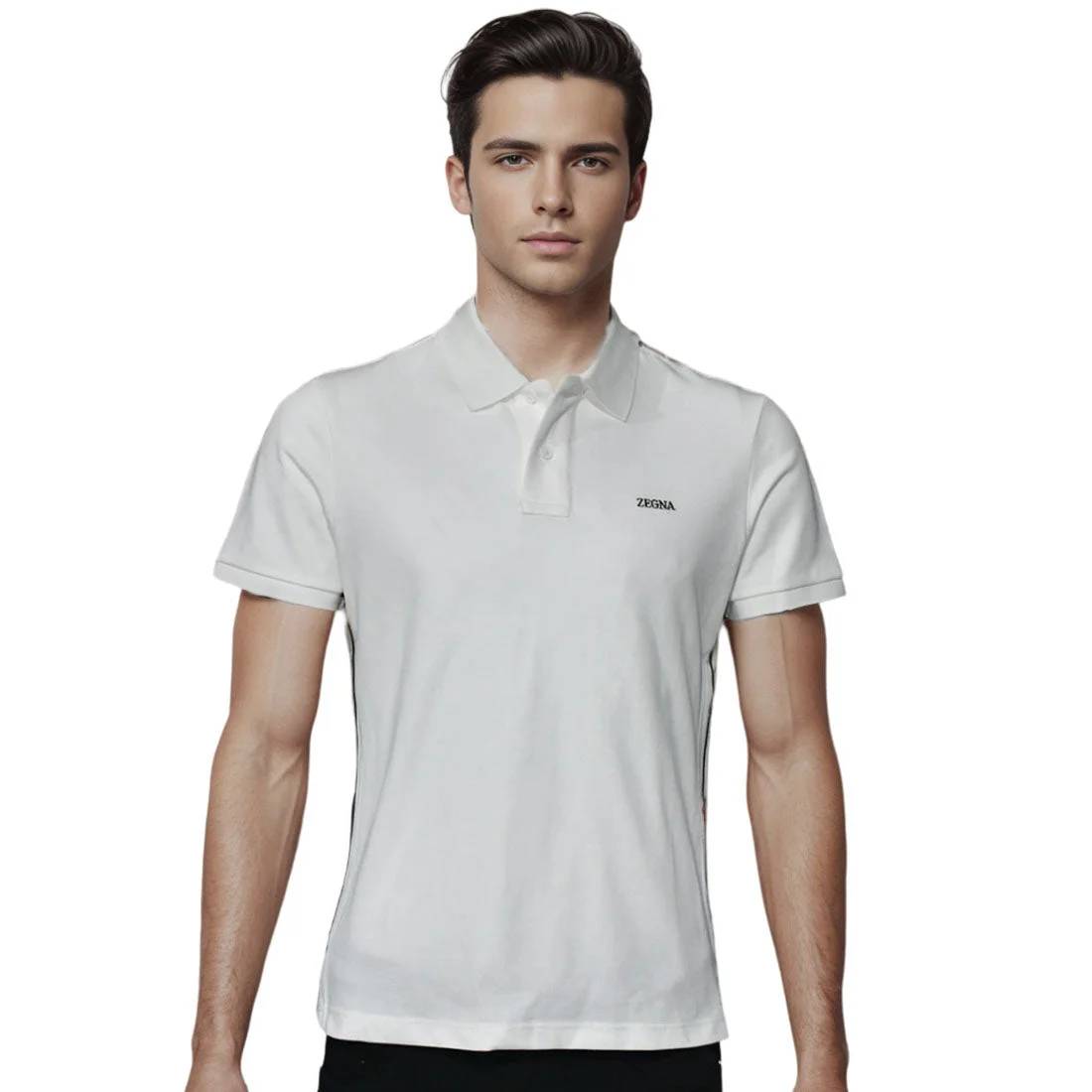Zegna White Premium Quality Short Sleeve T-shirt-0