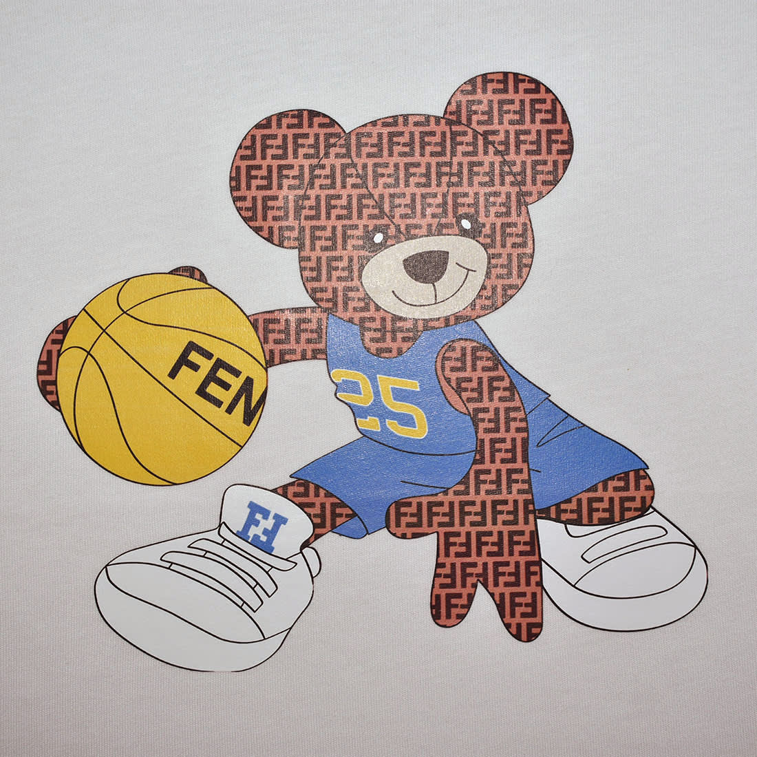 Fendi Basketball Teddy-Bear White Premium Kids T-shirt-3