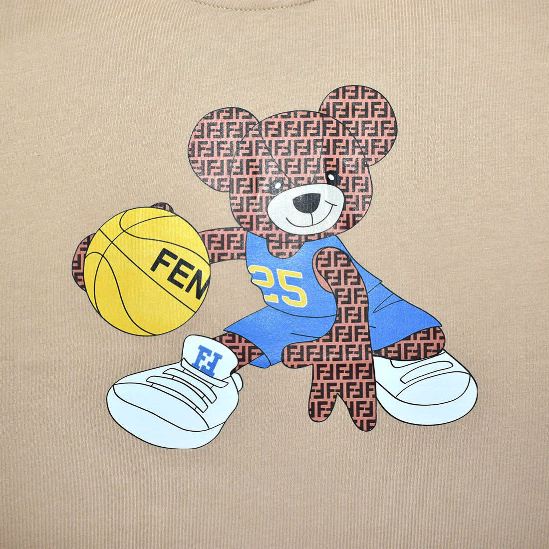 Fendi Basketball Teddy-Bear Brown Premium Kids T-shirt-3