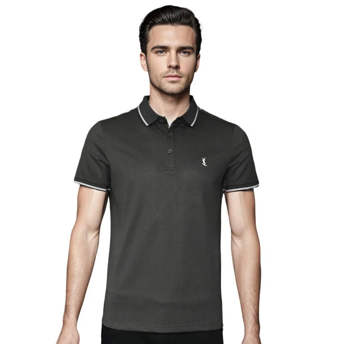 Saint Laurent Dark Grey Premium Quality T-shirt-0