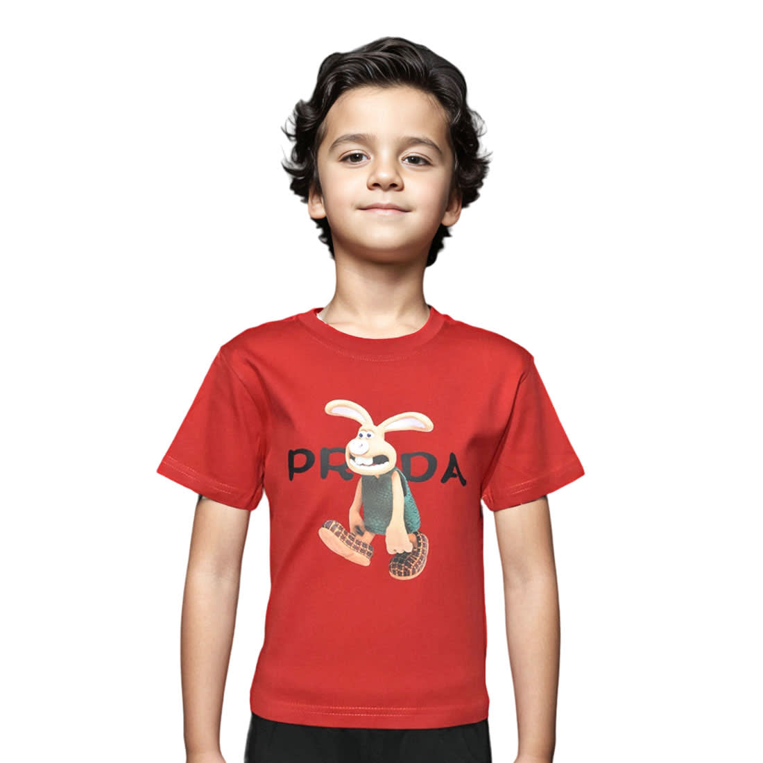 Prada Bunny Print Red Premium Kids T-shirt-0