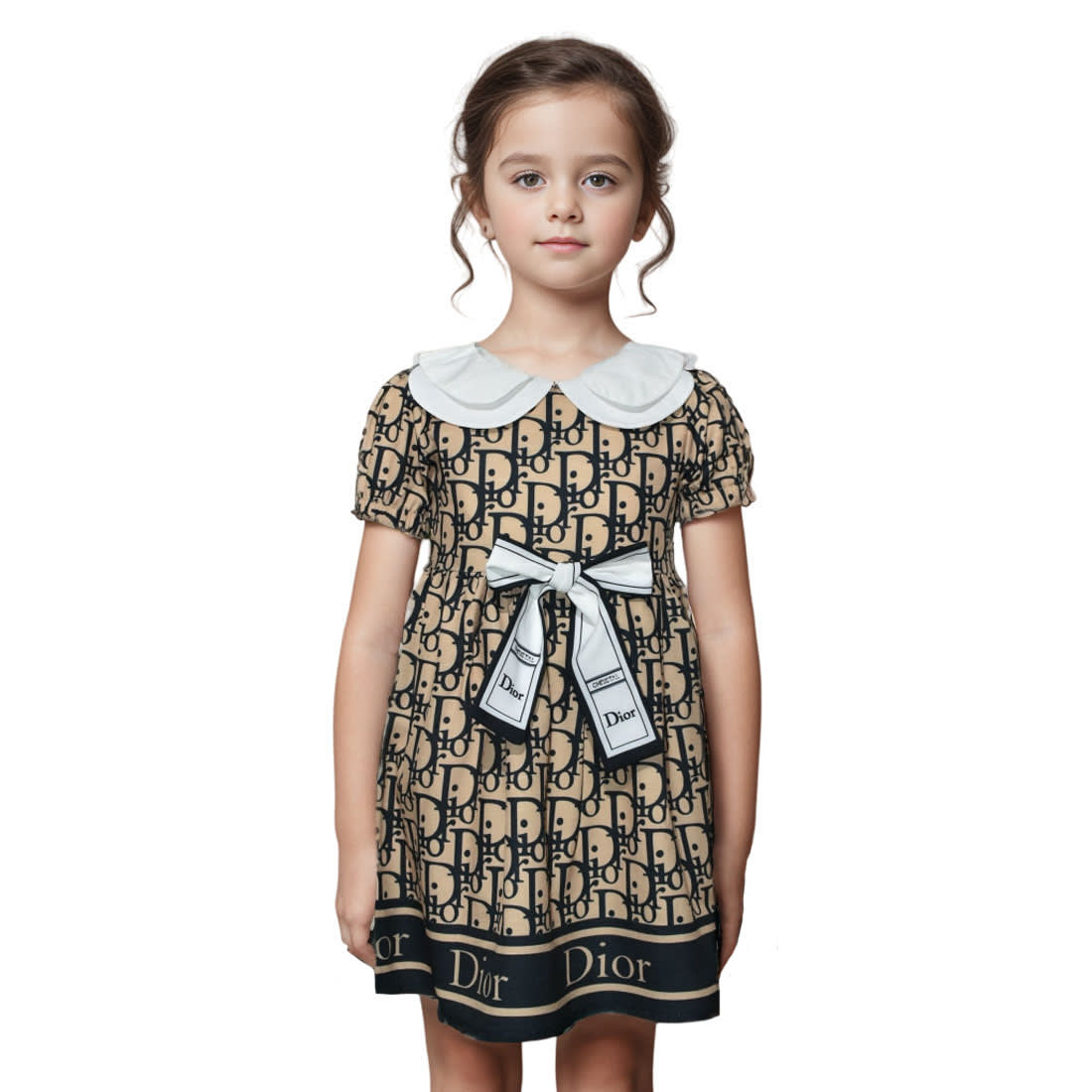 Dior Brown Premium Quality Girls Dress-0