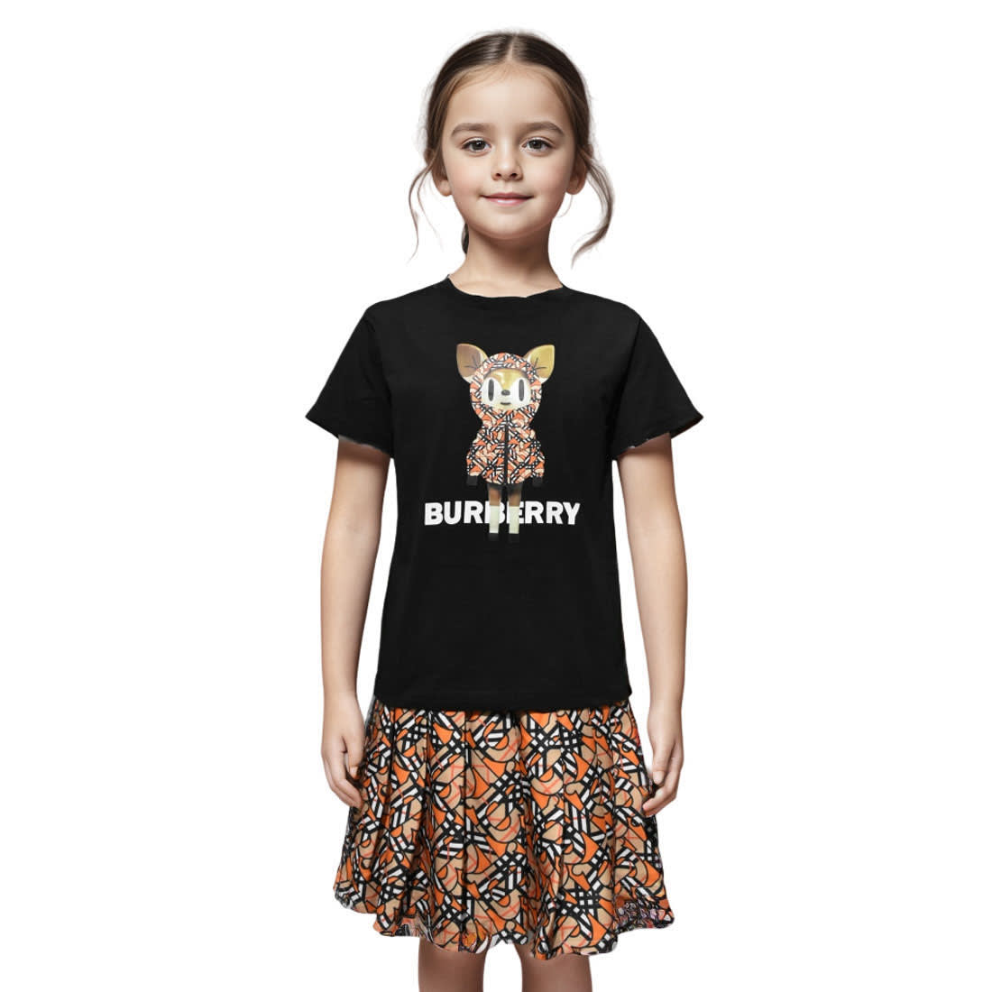 Burberry Round-Neck Black Premium Girls Co-ord Set-0