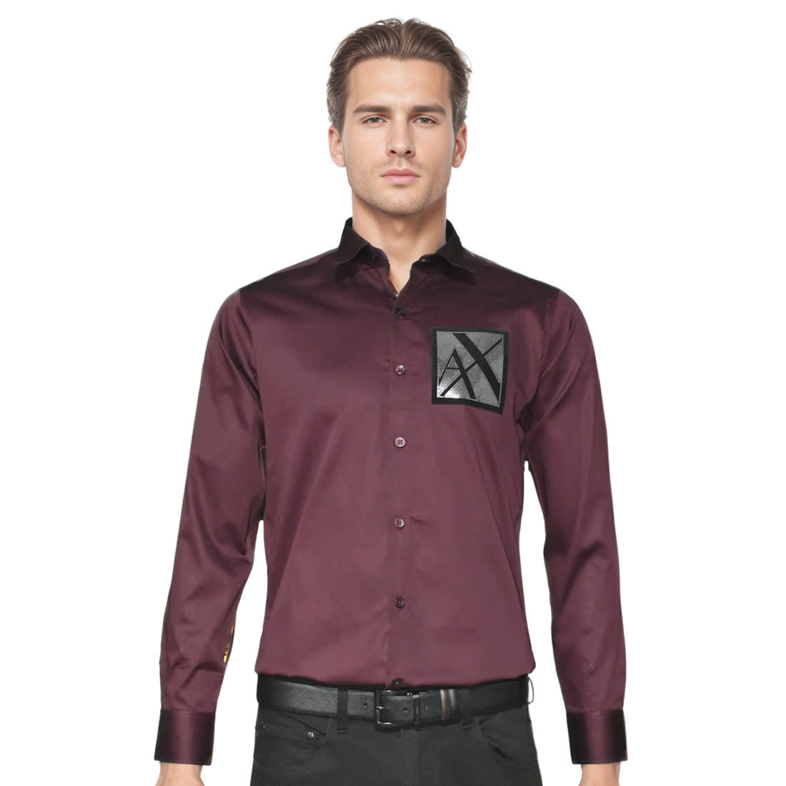 Armani Exchange Wine Premium Pocket Logo Shirt-0