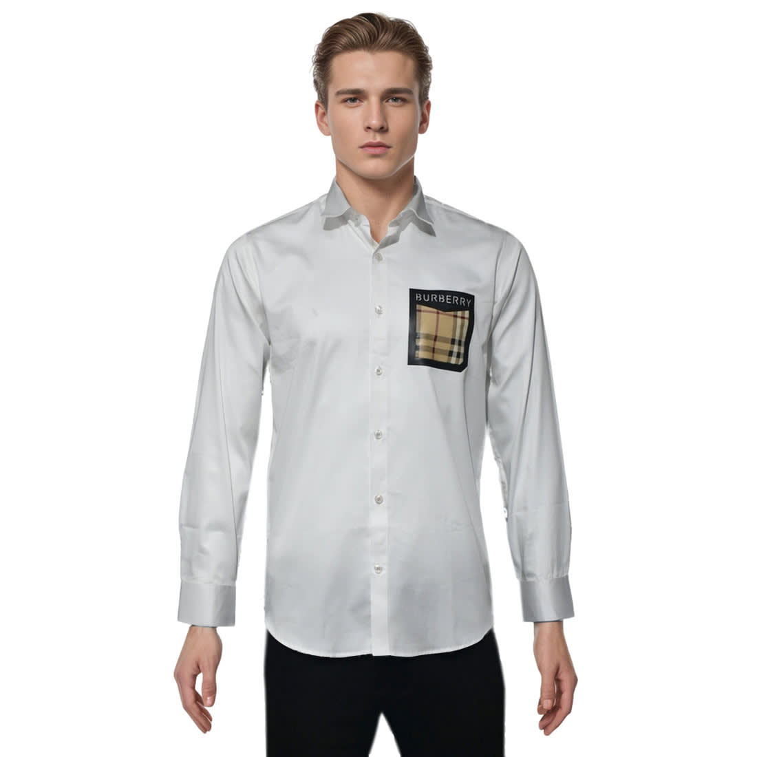 Burberry Pocket Logo White Premium Quality Shirt-6