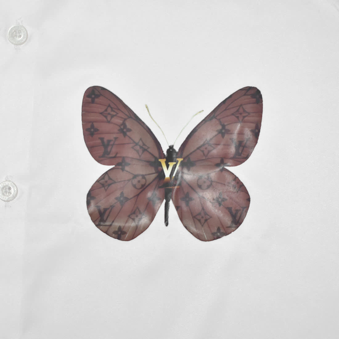 Louis Vuitton Butterfly Print on Pocket White Premium Shirt-3