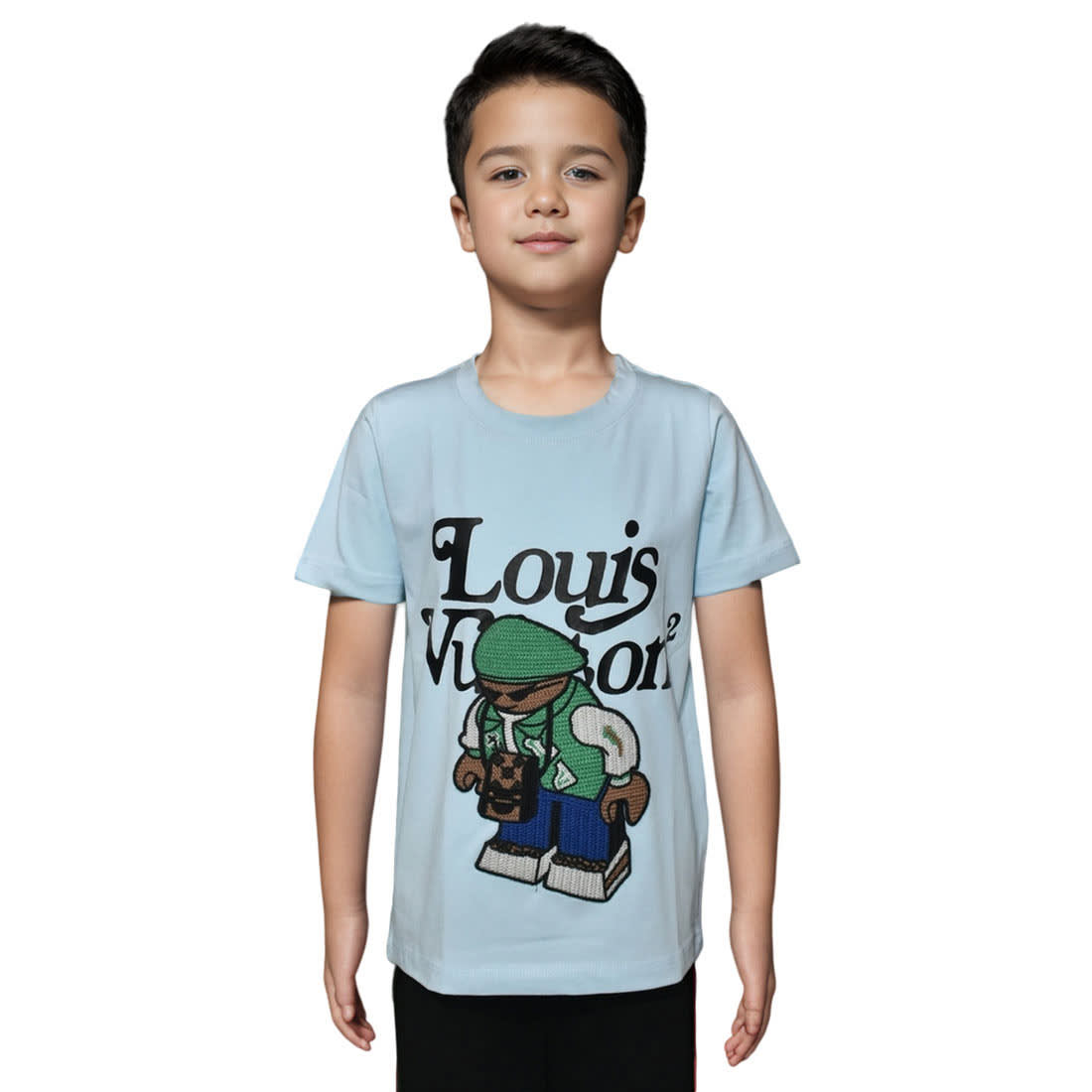 Louis Vuitton Sky Blue Premium Quality Kids T-shirt-0