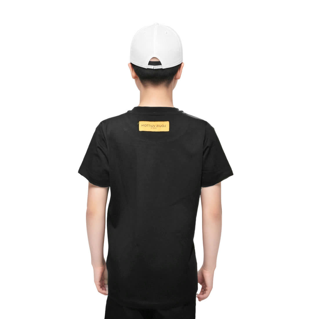 Louis Vuitton Black Embroidery Design Kids T-shirt-1