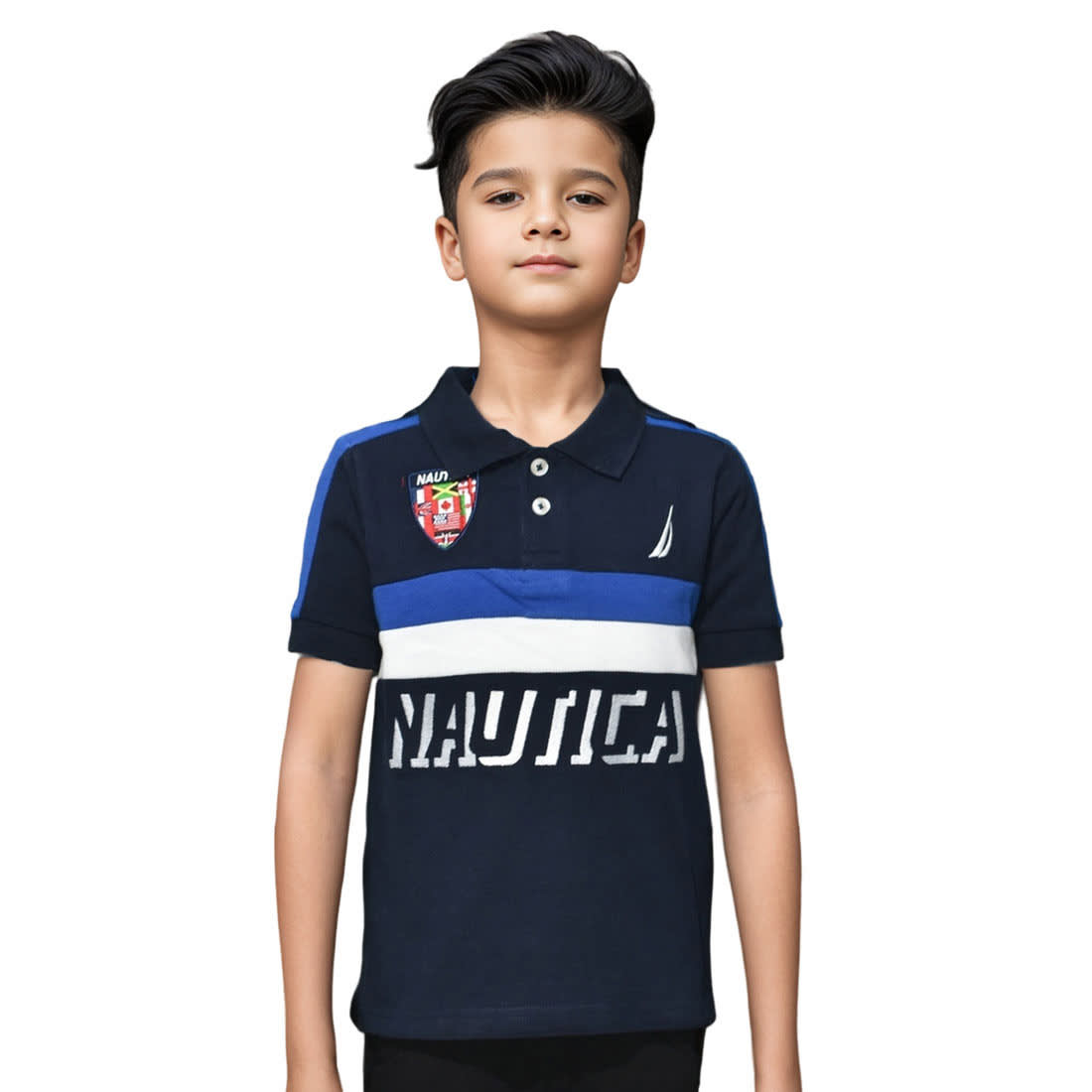 Nautica Dark Navy Blue Premium Kids T-shirt-0