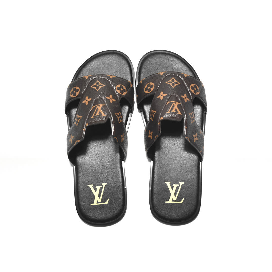 Louis Vuitton Brown & Black Premium Quality Men's Flip-fops-3
