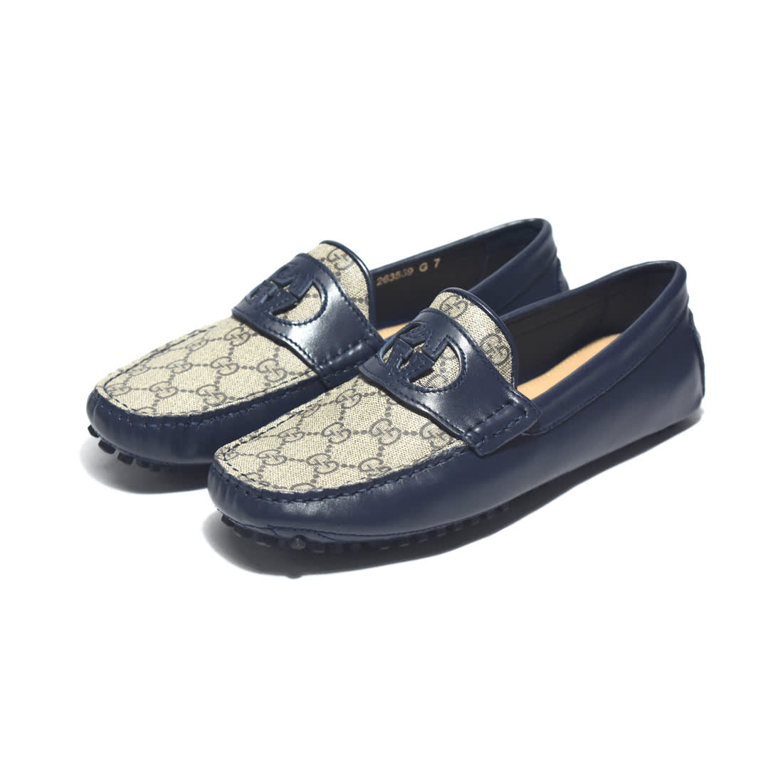 Gucci Blue Interlocking G Driver Loafers-0
