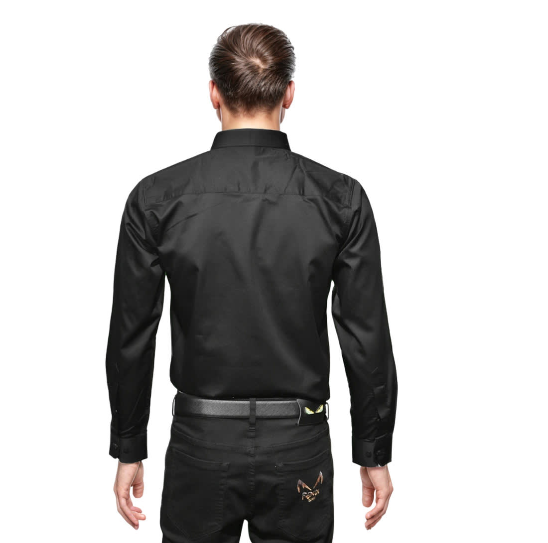 Dior Black Oblique Pattern Pocket Logo Shirt-1