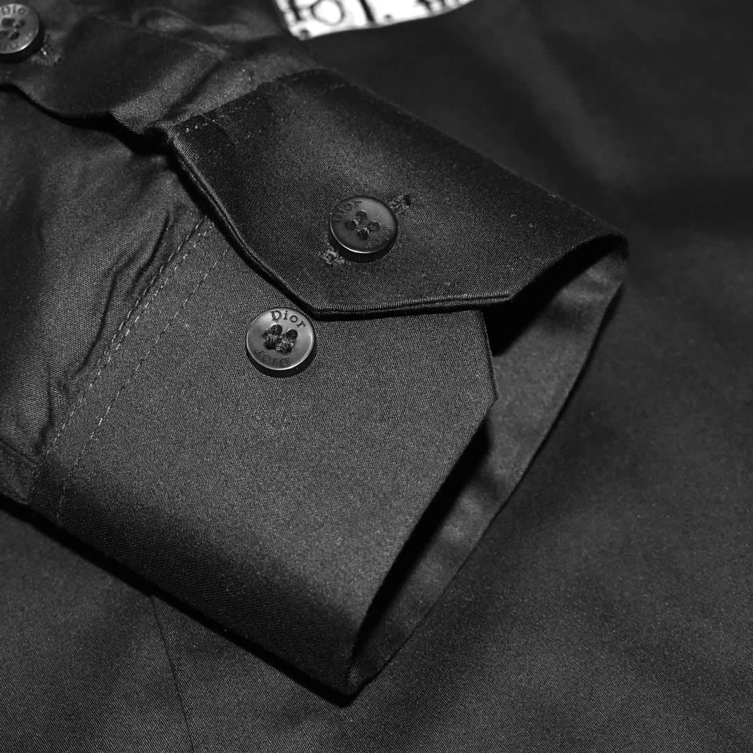 Dior Black Oblique Pattern Pocket Logo Shirt-6