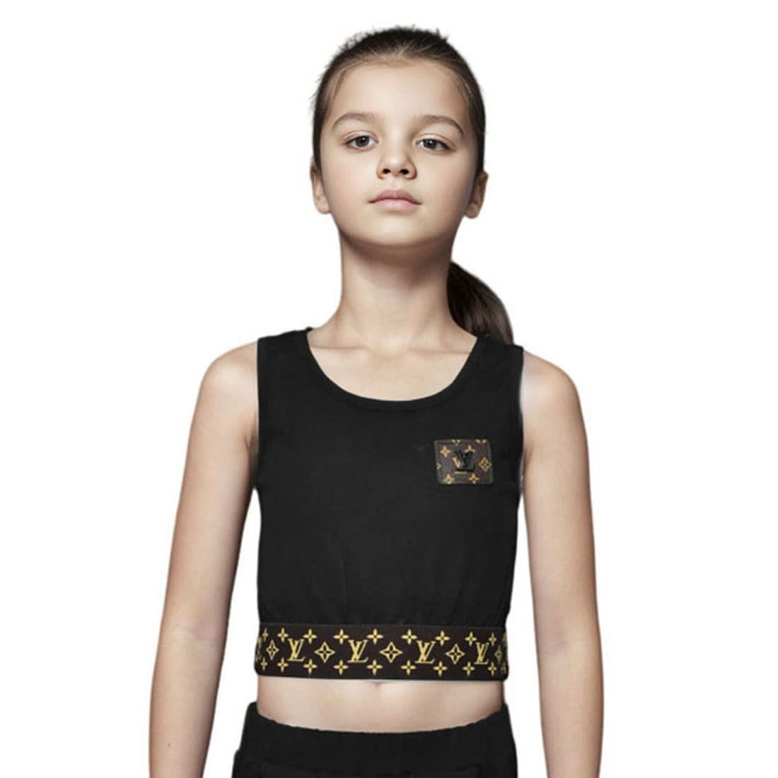 Louis Vuitton Black Premium Quality T-shirt For Kids-0