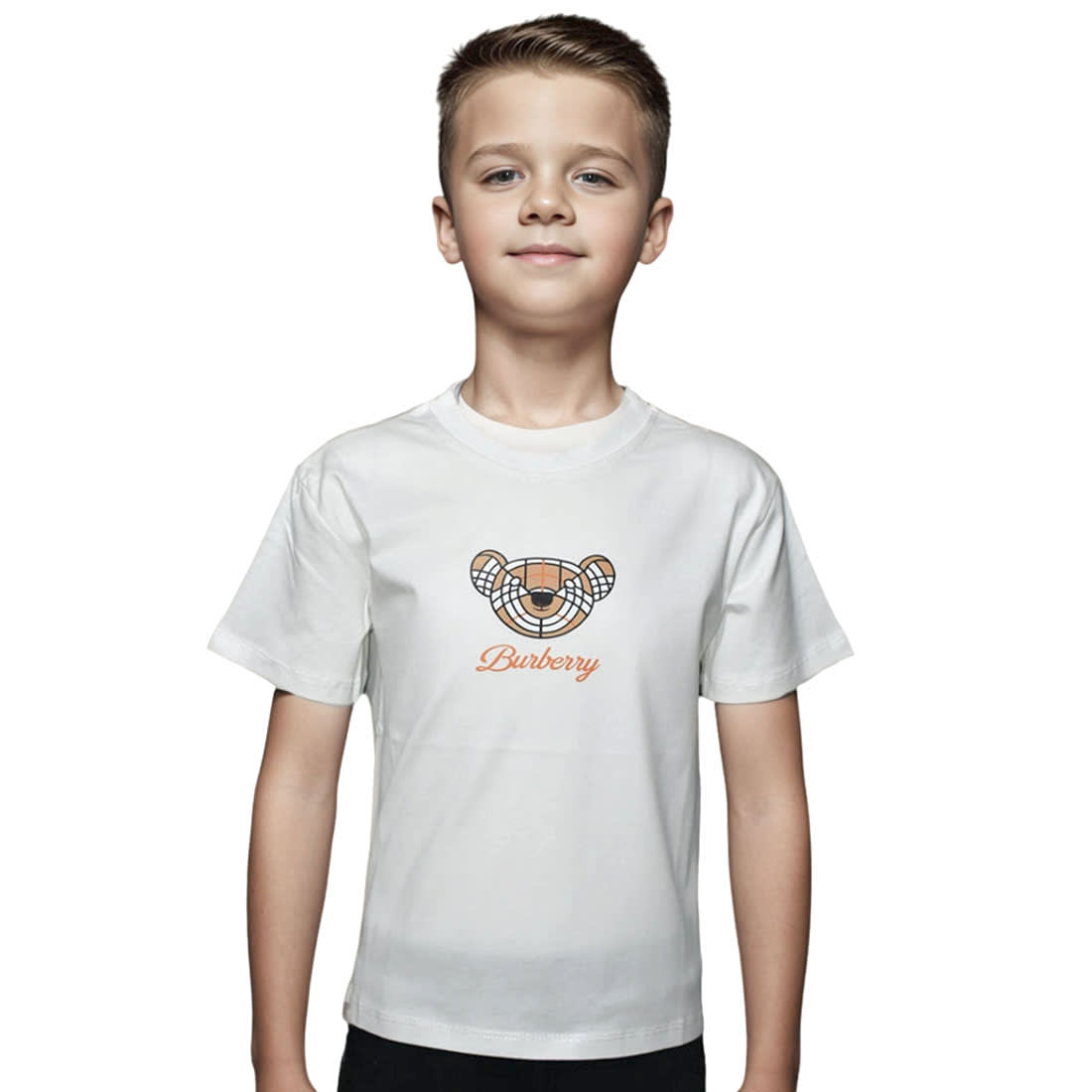 Burberry Roscoe Teddy Print White Kids T-shirt-0