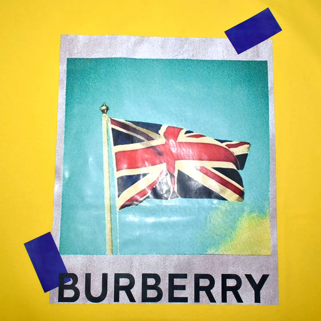 Burberry Yellow England Flag Print Women Oversized T-shirt-3