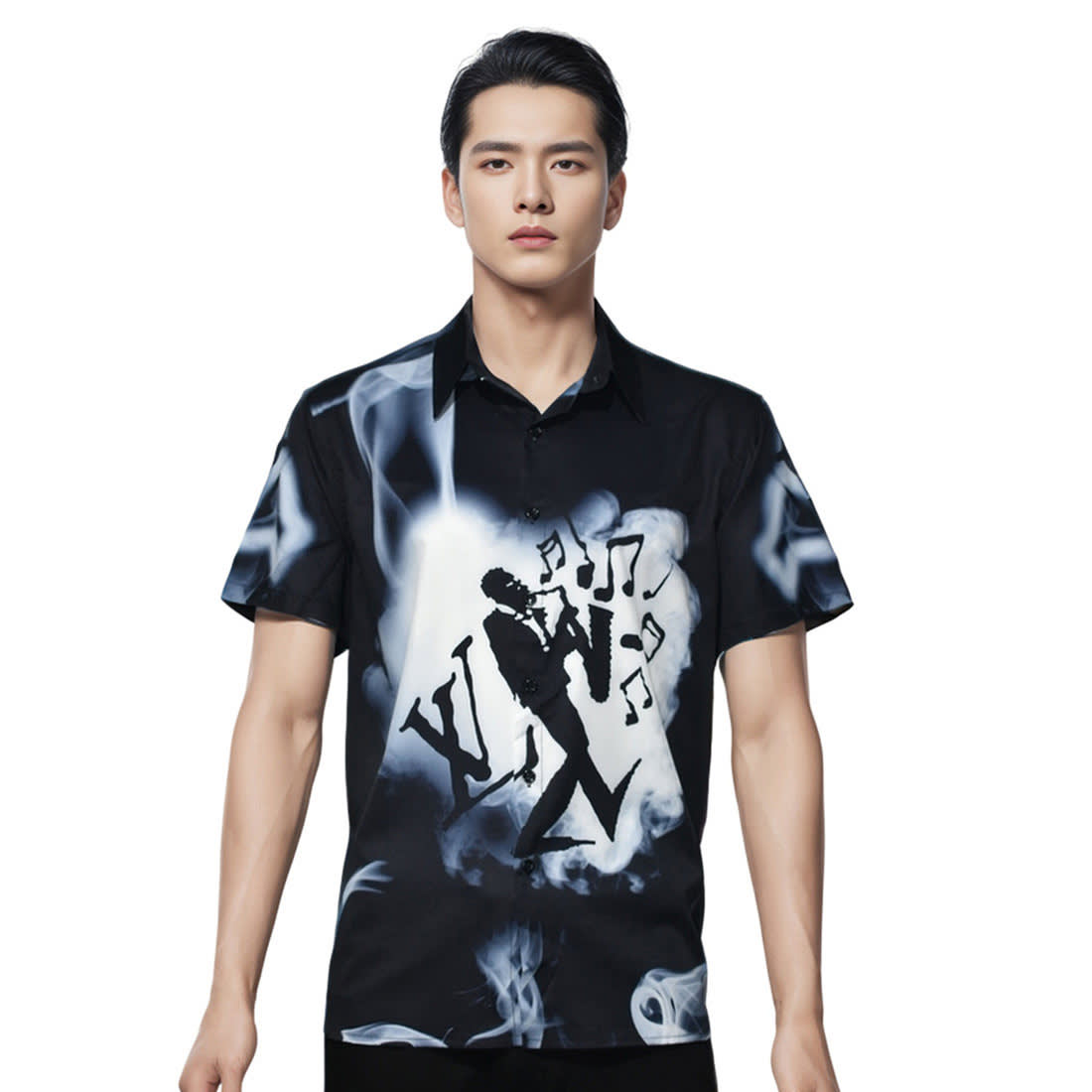 Louis Vuitton Anthracite Grey Premium Quality Half Sleeve Shirt-0