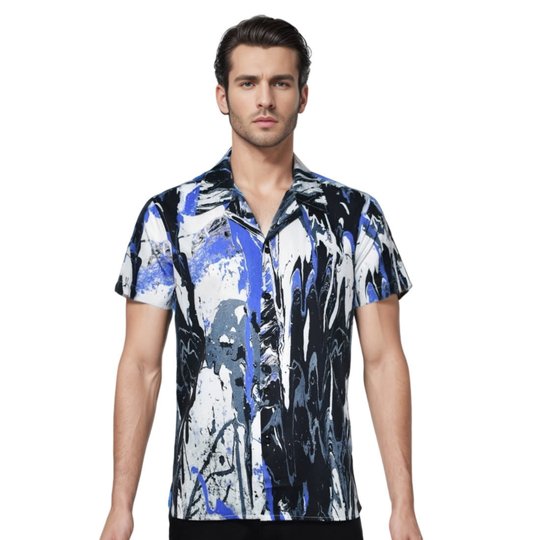Amiri Paint Splatter Bowling Shirt-0