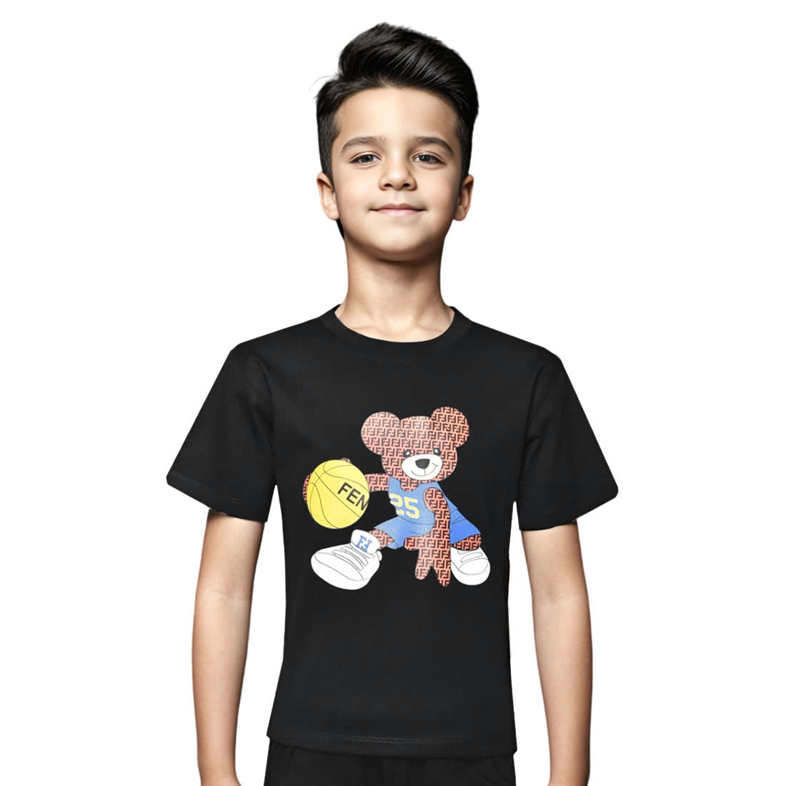 Fendi Basketball Teddy-Bear Black Premium Kids T-shirt-0