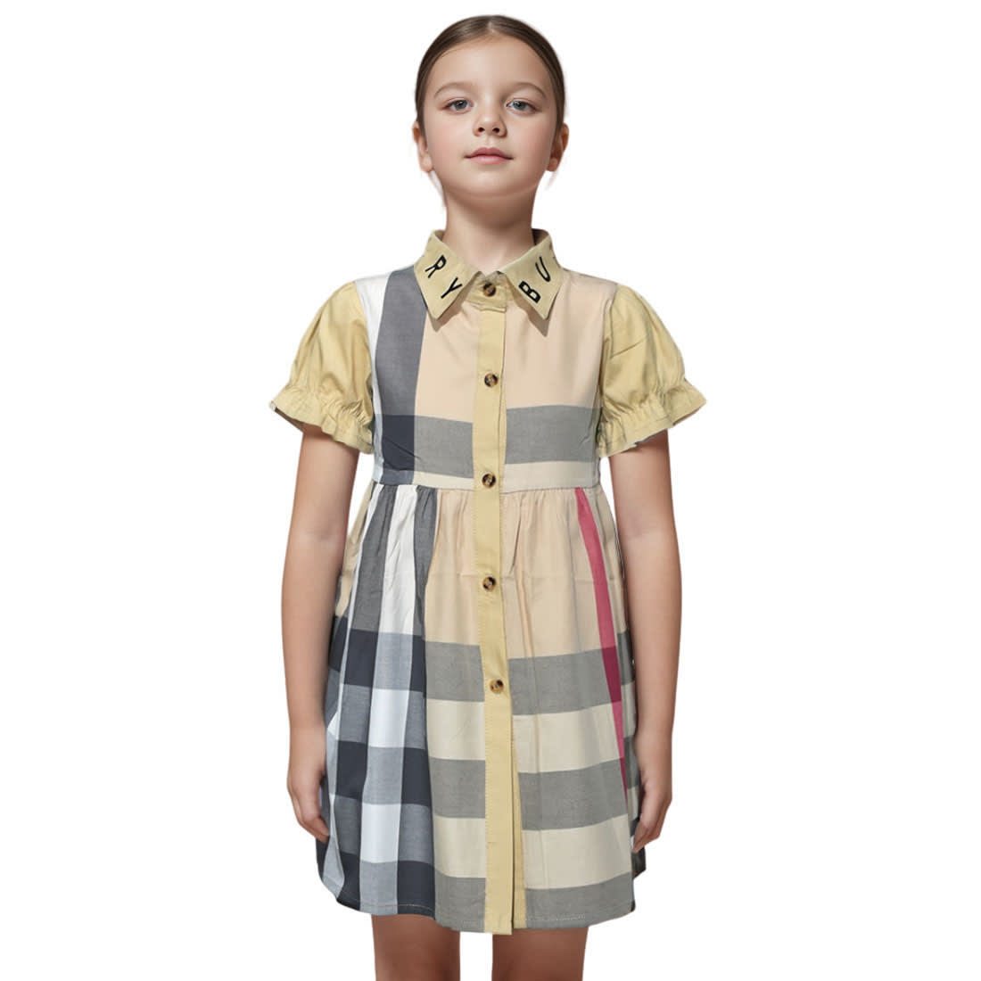 Burberry Brown Premium Girls Dress-0