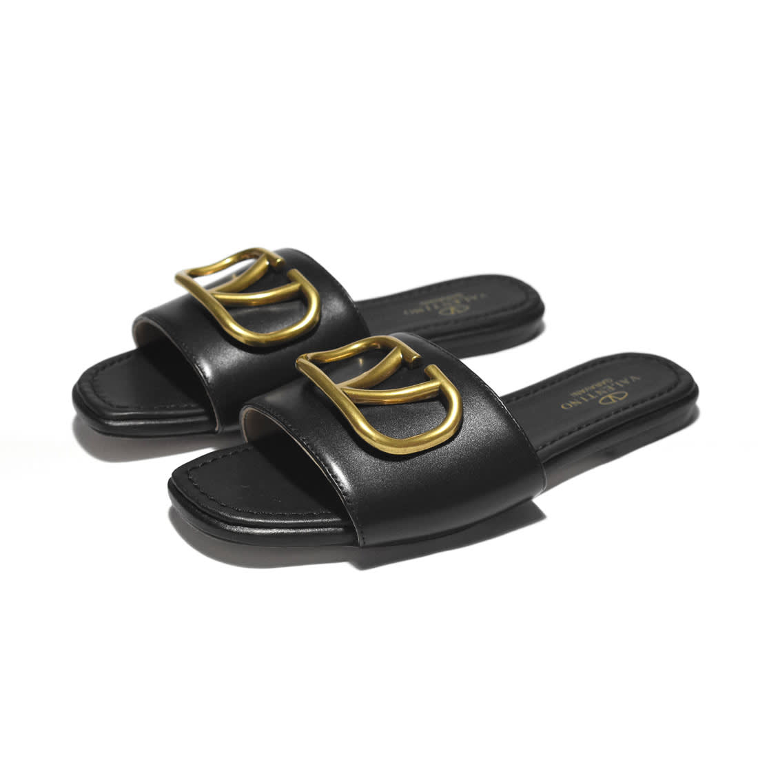 Valentino Black Premium Quality Women's Flat Sandals-0