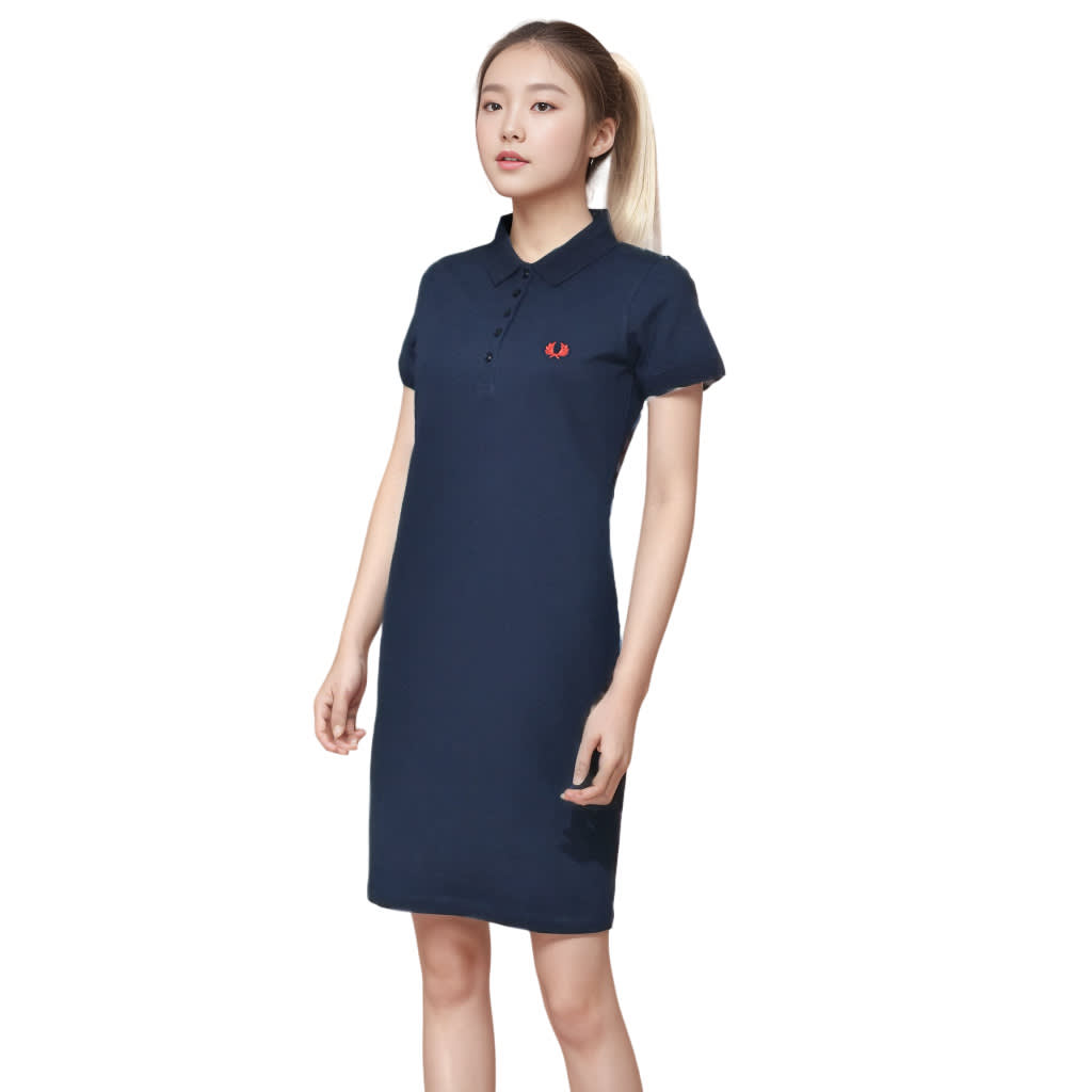 Fred Perry Embroidery Logo Navy Blue Premium Dress-0