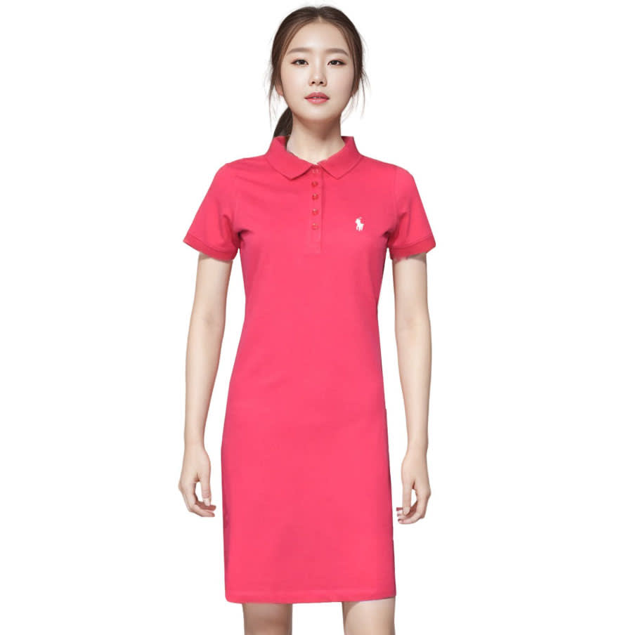 Ralph Lauren Embroidery Logo Pink Premium Dress-1