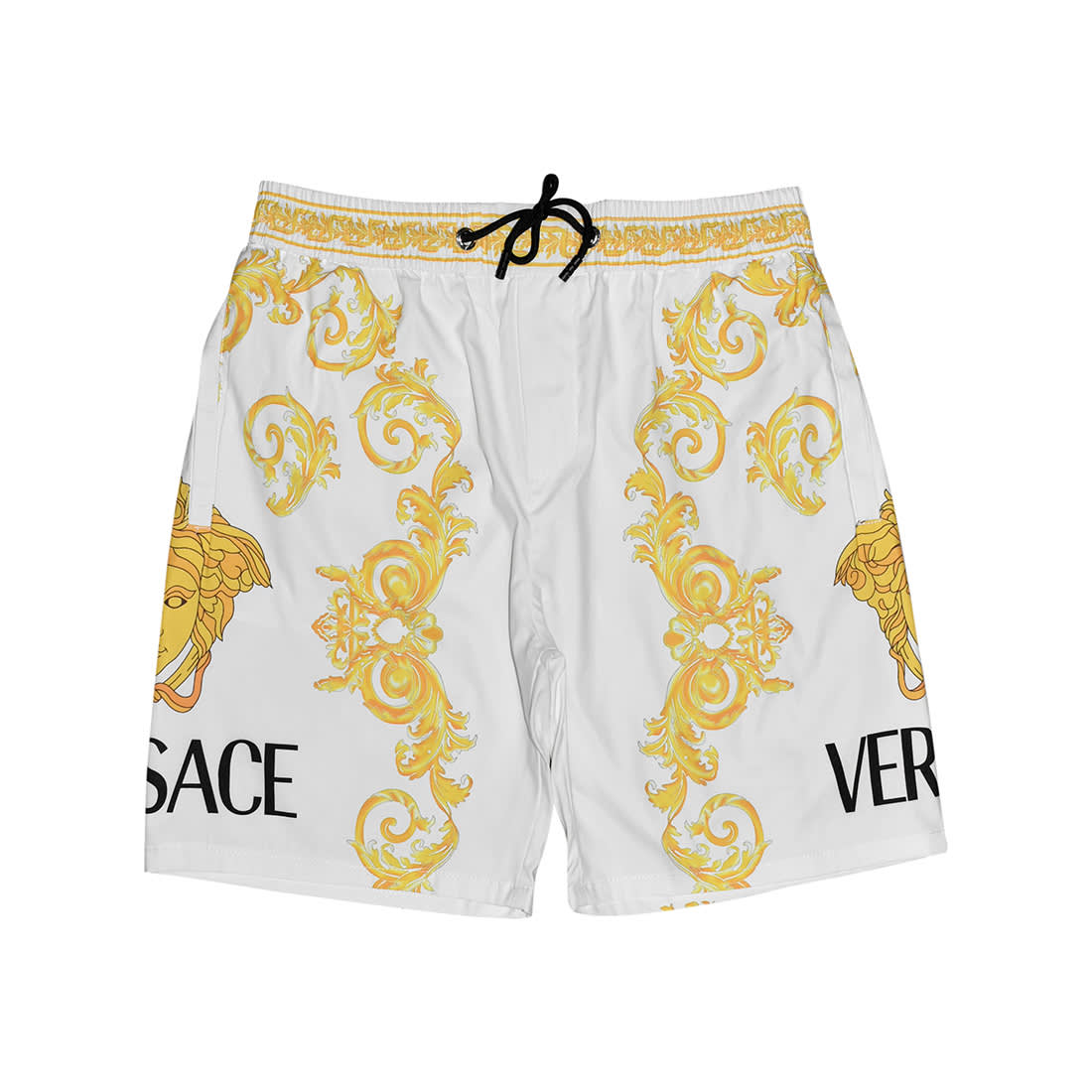 Versace Wild Baroque Print White Swim Mens Shorts-0