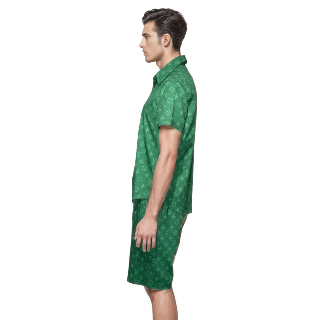Louis Vuitton Green Premium Mens Shirt & Shorts Combo-2