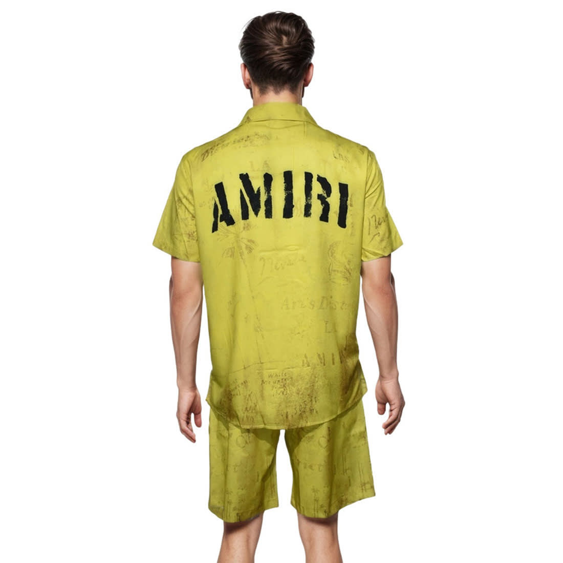 Amiri Yellow Premium Mens Shirt & Shorts Combo-1