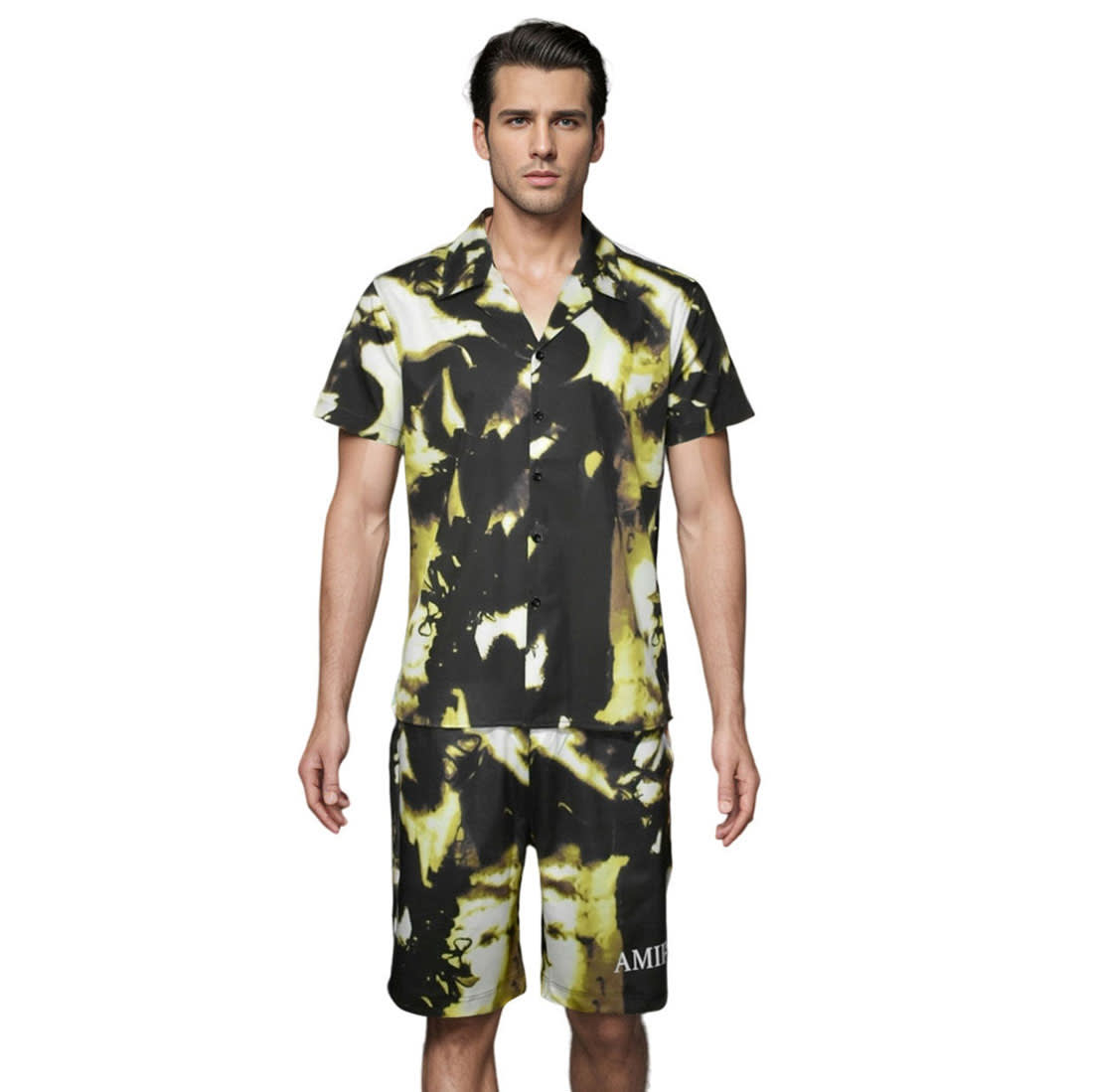 Amiri Premium Quality Mens Short Sleeve Shirt & Shorts Combo-0