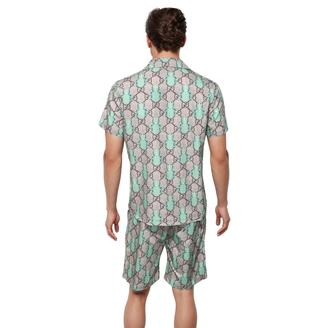 Gucci Pineapple Green GG print Bowling Shirt & Shorts Combo-1