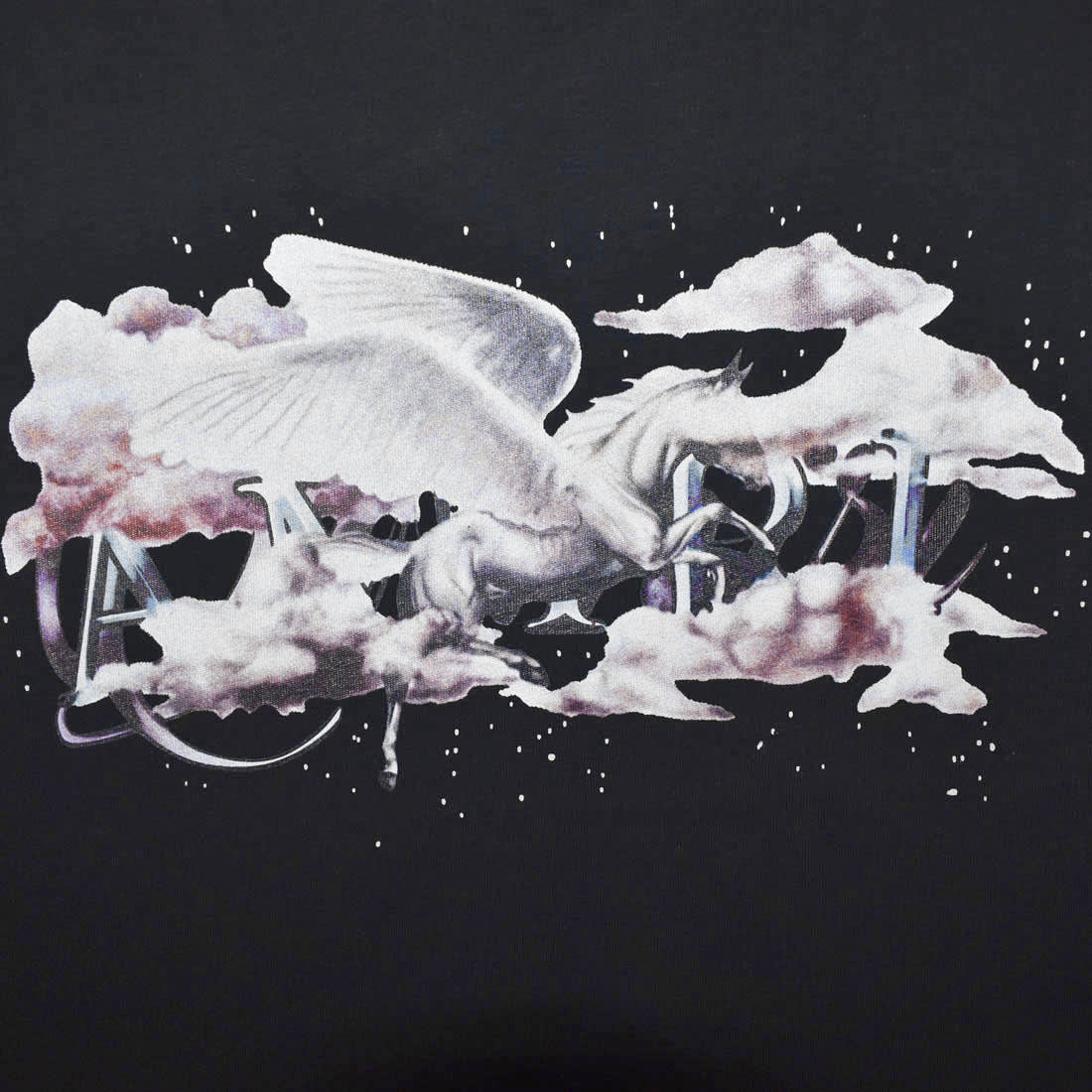 Amiri Black Pegasus Script Print Premium T-shirt-3